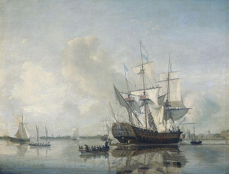 Nicolaas Baur Frigate 'Rotterdam' on the Meuse before Rotterdam Norge oil painting art
